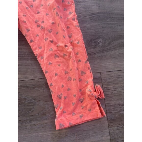 Lightning Bug Girls Size 5 Capri Leggings Orange Color with glitter hearts - Picture 6 of 11